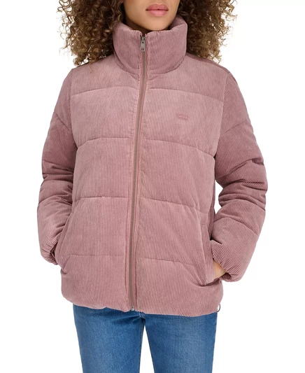 Женская вельветовая куртка-пуховик Levis в рубчик rose taupe