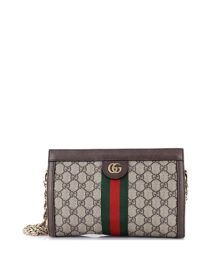 Женская сумка Pre-Owned Gucci Ophidia с цепочкой, коричневая