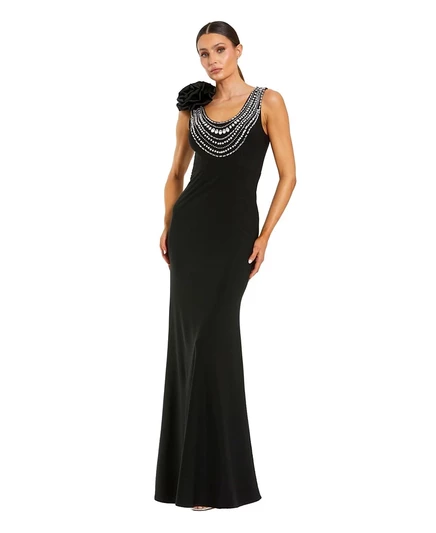 Женское платье Mac Duggal с бисерной отделкой, черное