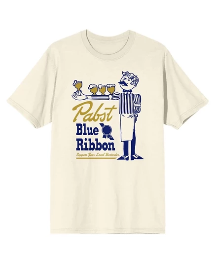 Мужская футболка Pabst Blue Ribbon Bartender, бежевая