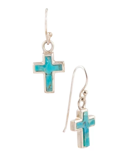 Серьги Barse Touch of Blue в форме крестов, серебристые