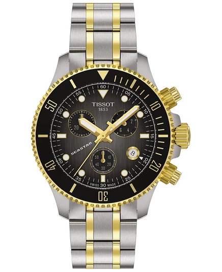 Мужские часы Tissot Seastar 1000, хронограф, 38 мм, серые