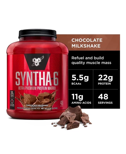 Сухой сывороточный протеин BSN SYNTHA-6 с мицеллярным казеином, изолят молочного белка, Шоколадный молочный коктейль, 48 порций без красителя