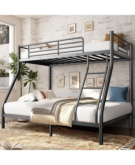 Металлическая двухъярусная кровать Streamdale Furniture, две односпальные кровати в полный рост для взрослых и подростков, черная