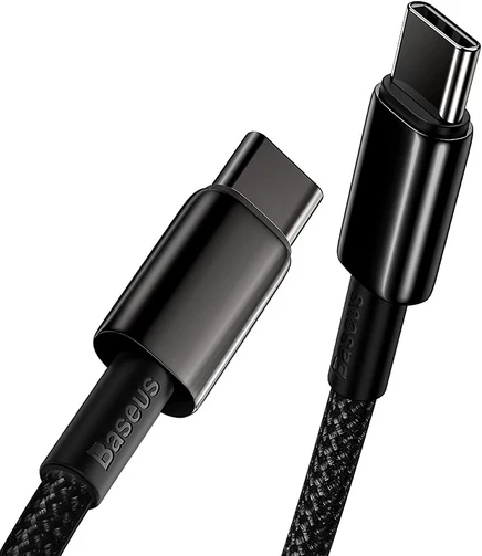Кабель для быстрой зарядки Baseus 100 Вт USB C-C, нейлоновый шнур в оплетке из цинкового сплава для iPhone 17 16 15 Pro Max, MacBook, Samsung black