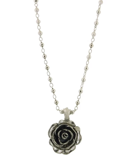 Женское ожерелье 2028 Enamel Flower с черной эмалью