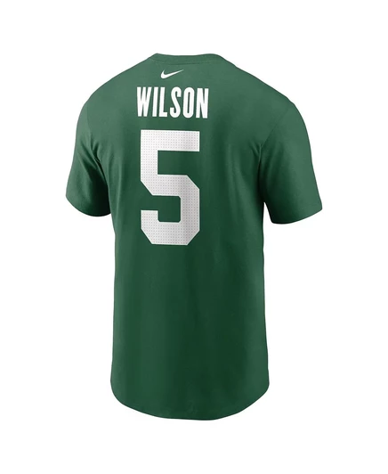 Мужская футболка Nike Garrett Wilson Green New York Jets с именным номером Nike green