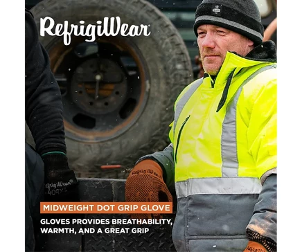 Мужские перчатки RefrigiWear Dot Grip с ПВХ, оранжевые