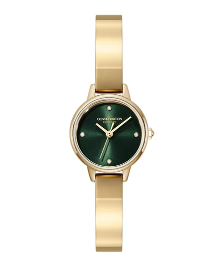 Женские мини-часы Olivia Burton с классическим золотым браслетом из нержавеющей стали, 23 мм зеленого цвета