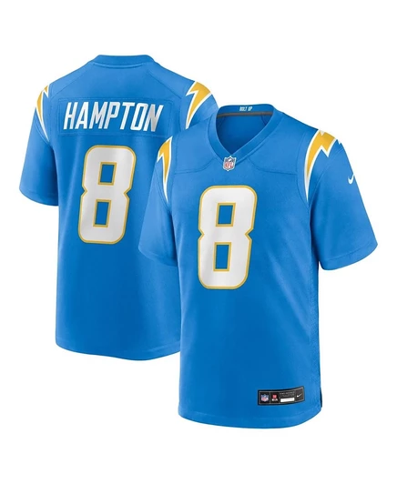 Мужское игровое джерси Nike Omarion Hampton Chargers, голубое