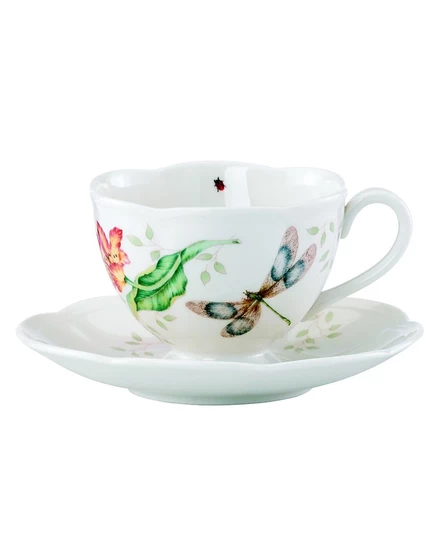 Чайная пара Lenox Butterfly Meadow из фарфора, белая