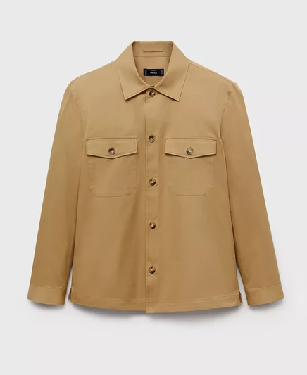 Мужская хлопчатобумажная рубашка с карманами Mango medium brown