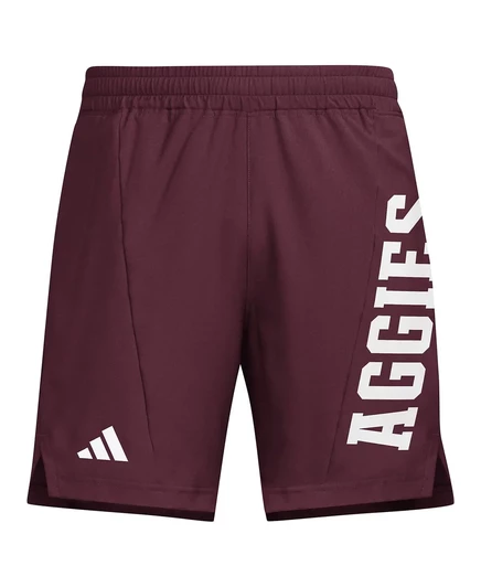 Мужские темно-бордовые шорты Texas A M Aggies от Adidas, предназначенные для тренировок в режиме AEROREADY maroon