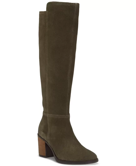  Женские модельные сапоги Bonnay высотой до колена с широкими голенями khaki green suede