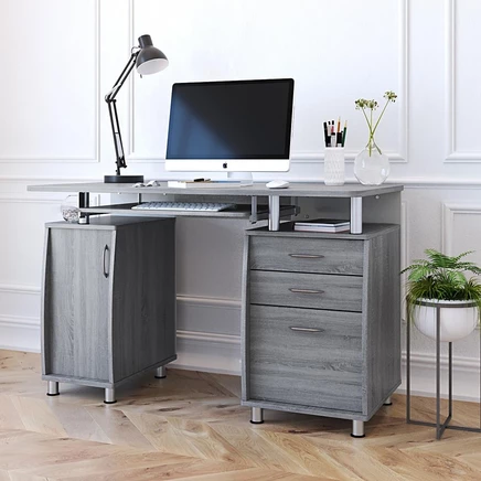 Компьютерный стол Streamdale Furniture с хранением, серый