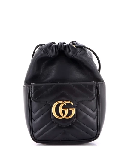 Женская сумка Pre-Owned Gucci Mini GG Marmont, черная