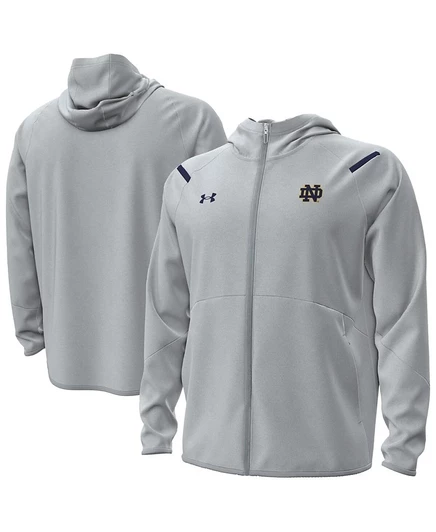 Мужское флисовое худи Under Armour Notre Dame с короткой молнией, серое