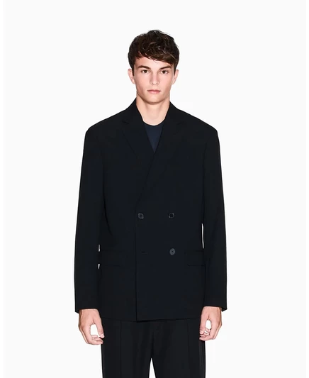 Мужской пиджак AX Armani Exchange Night Lab двубортный, шерстяной, черный