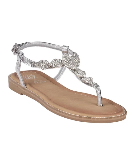 GC Shoes Женские босоножки на плоской подошве с Т-образным ремешком, украшенные Кали, серые
