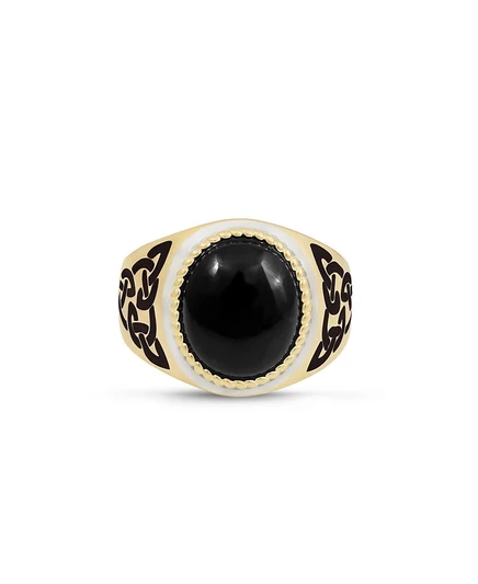 Мужское кольцо LuvMyJewelry с черным ониксом, позолоченное