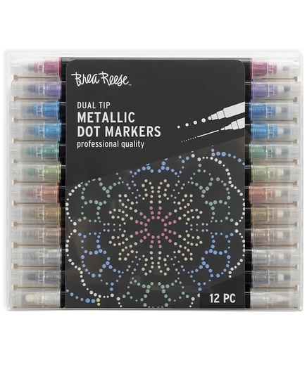 Набор маркеров Brea Reese Dual-Tip Dot, 12 шт, металлические
