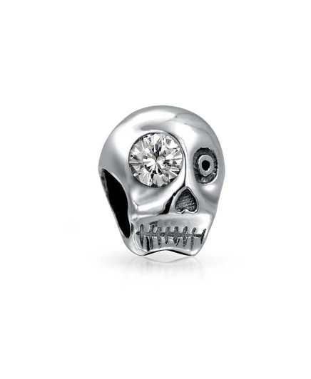 Шарм Bling Jewelry череп 925 с фианитом, серебристый