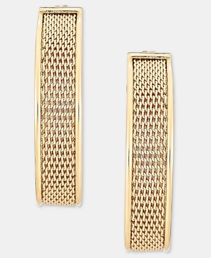 Серьги-кольца DKNY из сетчатой цепочки, 35 мм, золотистые