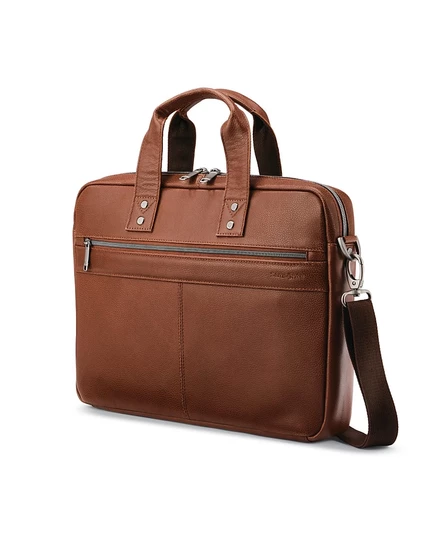 Деловая сумка Samsonite Classic Leather Slim Brief, коньячная