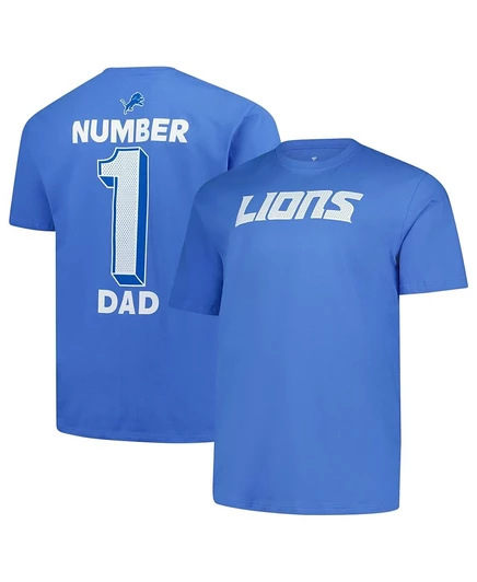 Мужская синяя футболка Fanatics Detroit Lions Big Tall Number One  blue