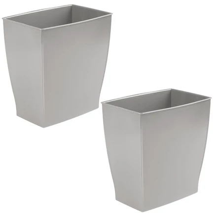 Прямоугольное мусорное ведро IDesign, 2,5 галлона / 9,5 л, 2 упаковки, серое, Сделано в США