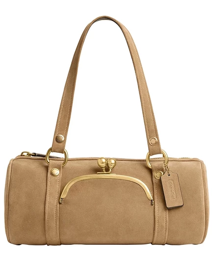 Женская замшевая сумка Coach Originals Barrel, бежевая