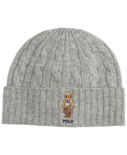 Мужская вязаная шапка Polo Ralph Lauren Charles Bear, серая