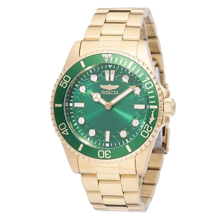 Мужские кварцевые часы Invicta 49702 Pro Diver PC20S с зеленым циферблатом, золото