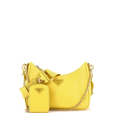 Женская сумка Prada Re-Edition 2005 сафьяно, желтая