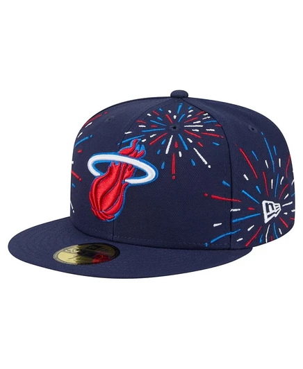 Мужская приталенная шляпа New Era темно-синего цвета Miami Heat Americana Fireworks 59 размера 