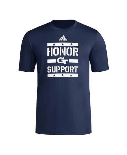 Мужская футболка Adidas Navy Georgia Tech Yellow Jackets с надписью Honor Support  navy