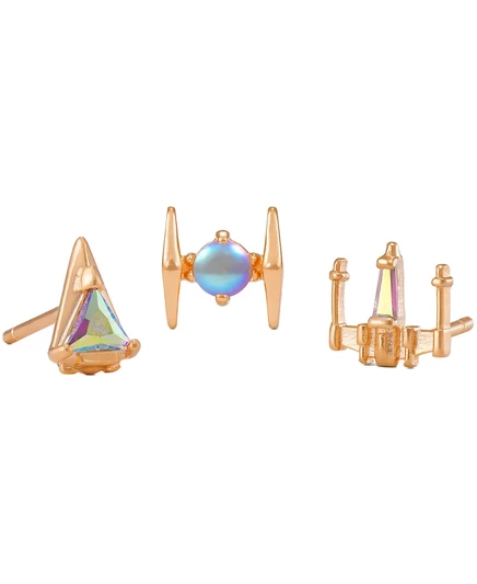Набор сережек-гвоздиков-гвоздиков Star Wars Starfighter для команды девочек rose gold-plated