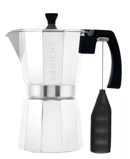 Набор Grosche Milano Cafe Bliss: мока-кофеварка и вспениватель, серебристый