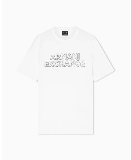 Мужская футболка с рельефным логотипом A|X Armani Exchange коричнево-бежевого цвета