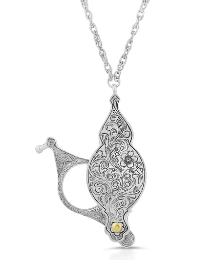 2028 Антикварное оловянное складное ожерелье-лупа с подвеской-лупой silver
