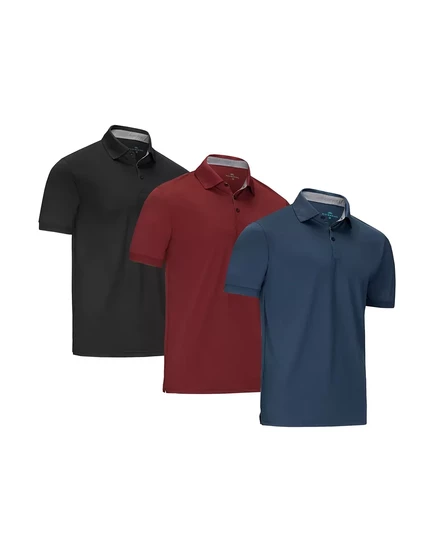 Мужская дизайнерская рубашка поло для гольфа - 3 упаковки black, burgundy, navy