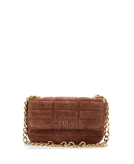 Женская сумка Pre-Owned Celine Small Logo Chain, коричневая