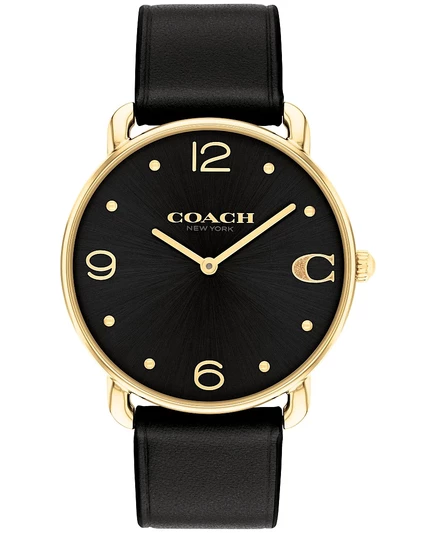 Унисекс часы coach elliot 36 мм кожаный ремешок, черные