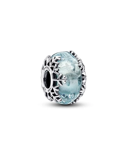 Шарм Pandora Winter Snowflake Murano из серебра, голубой