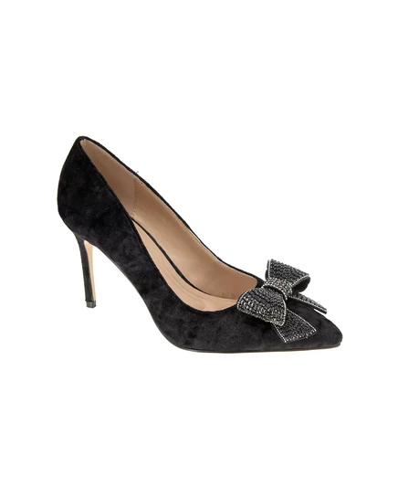  Женские туфли-лодочки с бантом Bissha black velvet