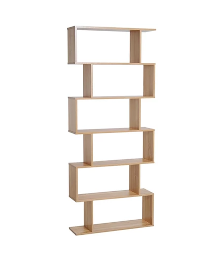 HOMCOM 75 " H Книжный шкаф с 6 полками, S-образная книжная полка, Дисплей для хранения, Sd-органайзер