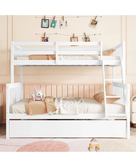 Двухъярусная кровать Streamdale Furniture Twin Over Full с выдвижным ящиком, лестницей и ограждением