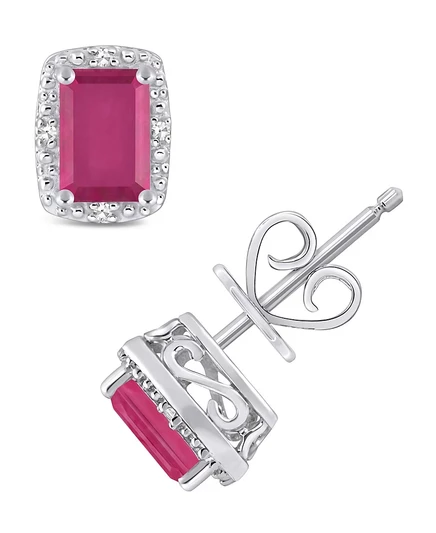 Женские серьги-пусеты Macy's, серебро, бриллиант, рубин