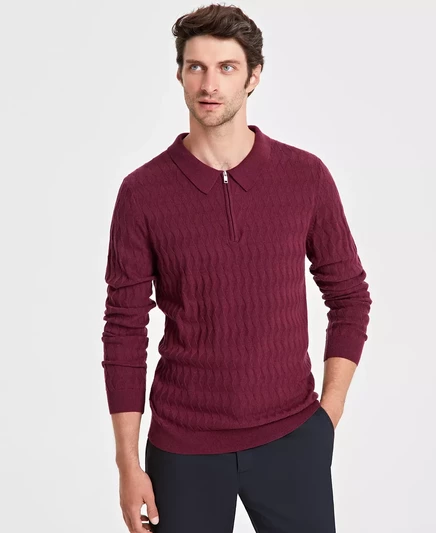  Мужской фактурный свитер, созданный для Macy's berry violet
