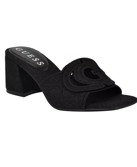 Женские модельные босоножки GUESS Galsee Quattro-G с вырезом на блочном каблуке black logo